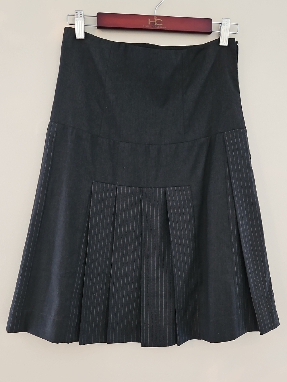 Jean Paul Gaultier Black Pinstripe A-Line Skirt, Size XS